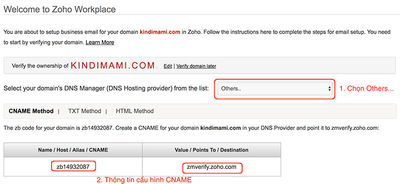 Hướng dẫn cài đặt hệ thống email theo tên miền với Zoho