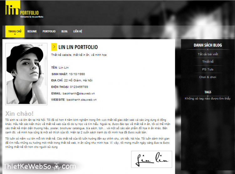 Thiết kế website cá nhân tại quận Bình Thạnh